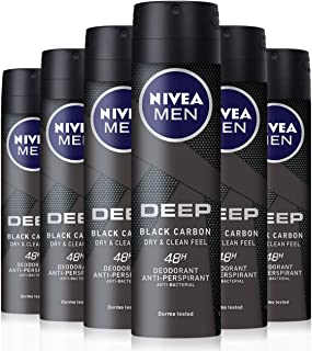 Nivea Men Deep Deodorante Spray da Uomo, Dry & Clean Feel, 150 ml, Confezione da 6 Pezzi