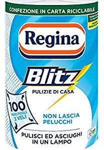 Regina Blitz Carta Casa | Confezione da 1 rotolo | 100 maxi fogli 3 veli | Confezione in carta riciclabile | Pulisci e asciughi