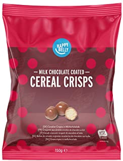 Marchio Amazon - Happy Belly Cereali croccanti ricoperti di cioccolato al latte 150g x 6
