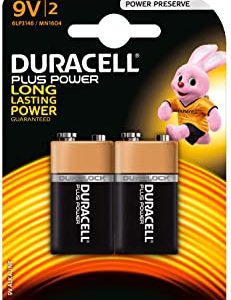 Duracell DUR9VK2P - Batteria a batteria da 9 V, confezione da 2 pezzi, MN1604-6LR6