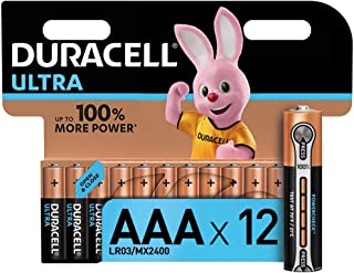 Duracell LR03 MN2400 Ultra AAA con Powercheck - Batterie Ministilo Alcaline, Confezione da 12 Pacco del Produttore, 1.5 V