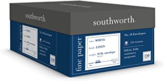 25% Cotton nr.10 Envelope, White, 24 lbs., Linen, 250-Box, FSC, Sold as 1 Box