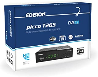 Decoder DVB-T2 HD EDISION PICCO T265 Ricevitore Digitale Terrestre Full HD DVBT2 H265 HEVC 10 Bit Bonus TV, FTA, USB, HDMI, SCART, Sensore IR, Support