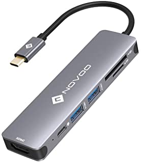 NOVOO Hub USB C Multiporta - 6 in 1 con 100W PD Carica, HDMI 4K, 2 Porte USB 3.0, Lettore SD/Micro SD, Adattatore per MacBook PRO, iPad PRO, Windows,