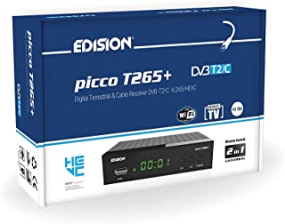 Decoder EDISION PICCO T265+ Ricevitore Digitale Terrestre Full HD DVBT2 H265 HEVC 10 Bit Bonus TV, FTA, USB, HDMI, SCART, Sensore IR, Supporto USB WiF