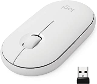 Logitech Pebble Mouse Wireless, Bluetooth o 2,4 GHz con Mini Ricevitore USB, Silenzioso, Mouse ?per Computer Sottile, Clic silenziosi, per PC/Mac/Lapt