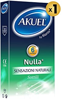 Akuel Nulla, preservativi sottili per sensazioni naturali, 6 pezzi