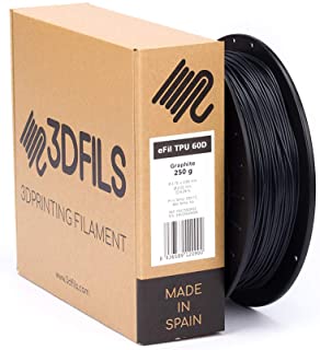 3DFILS - Filamento flessibile per stampa 3D eFil TPU 60D: 1.75 mm, 250 g, Grafite