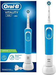 Oral-B Vitality 100 Spazzolino Elettrico Ricaricabile, 1 Manico Blu, 1 Testina di Ricambio CrossAction