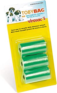 Virosac - Tobybag - Sacchetti Igienici ideali per la raccolta delle deiezioni del cane. 60 sacchetti 22x32 cm
