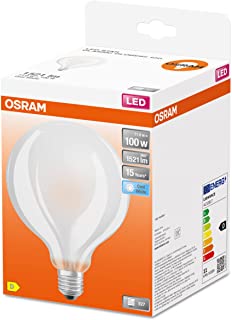 OSRAM LED Star GLOBE95, lampada LED a filamento opaco a forma di globo con diametro di 95mm, base E27, bianco freddo (4000K), 15