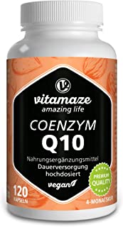Vitamaze® Coenzima Q10 200 mg per Capsula Vegano, 120 Capsule per 4 Mesi, Ubichinone con la Migliore Biodisponibilità, Integra