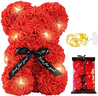 Orso di Rose Orsetto di Rosa Orsacchiotto Altezza 25 cm Teddy Bear Idea Regalo Regali per Lei Fidanzata Compleanno Mamma Anniver