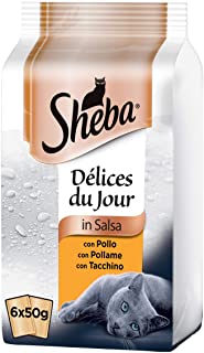 Sheba Délices Du Jour Cibo per Gatto in Salsa Selezione Delicata con Pollo 6 x 50 g - 12 Confezioni (72 Bustine in Totale)