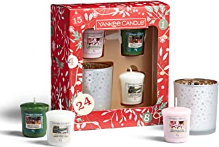 Yankee Candle confezione regalo | Candele profumate natalizie | 3 candele sampler e 1 porta candela sampler | Collezione Countdo