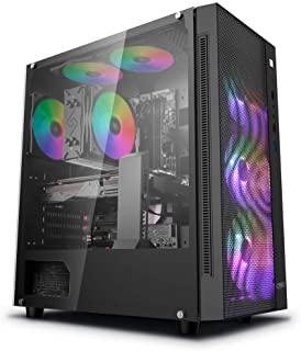 DeepCool Matrexx 55 Mesh Case ATX PC Gaming 0.6MM SPCC con 4 Ventole 120mm RGB Rainbow Addressable 5V ADD Front Panel Mesh & Pannello Laterale in Vetr