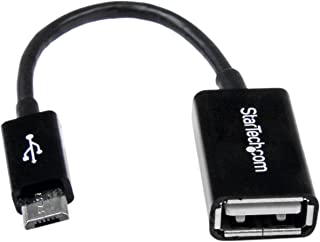 Startech.Com Cavo Adatattore Micro USB a USB Femmina Otg da Viaggio, Connetore Micro USB a USB 12 Cm M/F, Nero