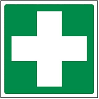 VSafety 31028AM-R "First Aid Logo" Cartello generale di pronto soccorso, in plastica rigida, quadrato, 150 mm x 150 mm, verde