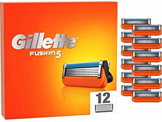 Gillette Fusion5 Lamette Di Ricambio Per Rasoio Da Uomo, 12 Pezzi, Realizzato Con Lame Anti-Attrito, Fino A 20 Rasature Per Lama