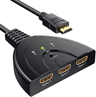 HDMI Switch | GANA 3 In 1 Out Sdoppiatore HDMI Splitter | Supporta HD 1080p 3D Switch HDMI per HDTV/Xbox/PS3/PS4/Apple TV/Fire Stick/BLU-Ray DVD-Playe