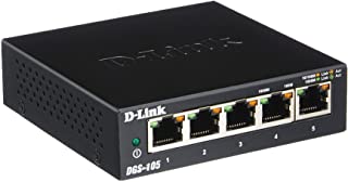 D-Link DGS-105 Switch 5 Porte Gigabit, Struttura in Metallo, Nero