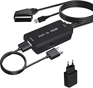 TLsiwio Adattatore SCART HDMI Convertitore Scart HDMI Supporta Switch di Uscita Full HD 720P/1080P Compatibile con VHS STB PS3 Wii SKY HD Blue-Ray DVD