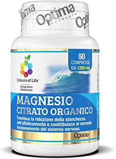 Colours of Life Magnesio Citrato Organico - Integratore di Magnesio - Riduce Stanchezza e Affaticamento - Senza Glutine e Vegano, 60 Compresse