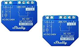 Shelly PLUS 1 Confezione 2 pezzi dispositivo Bluetooth/Wi-Fi per Automazione Domestica di Luci, Porta Garage, Sistema Irrigazione, Condizionatori, Int