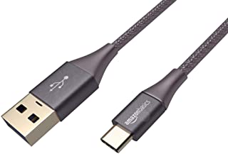 Amazon Basics - Cavo da USB C a USB 3.1 gen 1, in nylon a doppio intreccio | 0,9 m, Grigio scuro