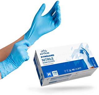 intco medical 100 guanti in Nitrile M senza polvere, senza lattice, ipoallergenici, certificati CE conforme alla norma EN455 guanti per alimenti guant