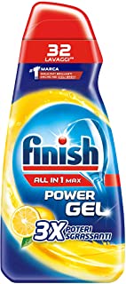 Finish Powergel, Gel Detersivo per Lavastoviglie Liquido, Multiazione, Limone Sgrassante, 32 Lavaggi, 650ml