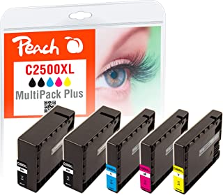 Peach C2500 - Cartucce d'inchiostro XL (2 x K, C, M, Y), sostituisce Canon PGI-2500XL, 9254B004, ad esempio Canon Maxify MB 5150, Canon Maxify MB 5450