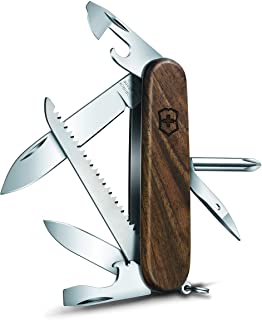 Victorinox, coltellino svizzero Hiker Wood (11 funzioni, lama, seghetto per legno, apriscatole), in legno di noce