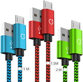 Gritin Cavo Micro USB, [3 Pezzi:1m,1.5m,2m] Nylon Intrecciato Cavo USB Micro USB-Trasferimento Dati e Ricarica per Android,Nexus, LG, Sony, HTC, Motor