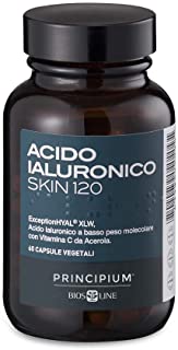 BIOS LINE Principium Acido Ialuronico Skin 120, Integratore collagene con acido ialuronico e vitamina c, Integratore pelle naturale senza glutine e se