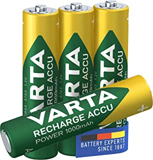 VARTA Batterie ricaricabili AAA Rechargeable Ready2Use precaricata Micro Ni-Mh (pacco da 4, 1000mAh), ricaricabile senza effetto Memory - pronta all'u
