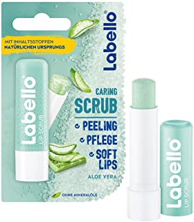 Labello - Scrub labbra Aloe Vera (5,5 ml), cura innovativa per le labbra con particelle esfolianti di origine naturale, peeling morbido con vitamina E