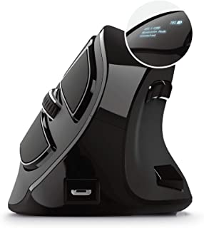 Trust Mouse Verticale Wireless Ergonomico Ricaricabile Voxx - Bluetooth o 2.4 GHz, Senza Filo, 9 Pulsanti, Display LED, 1200-1600-2000-2400 DPI, Mac/P
