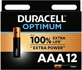 Duracell - Optimum AAA, Batterie Ministilo Alcaline, confezione da 12, 1.5 V LR03 MX2400