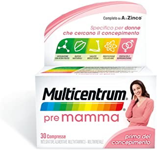 Multicentrum Pre-Mamma Integratore Alimentare Multivitaminico e Multiminerale con Acido Folico per le Donne che stanno Programmando una Gravidanza, 30