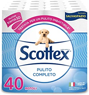Scottex Carta Igienica Pulito Completo Salvaspazio, Confezione da 40 Rotoli