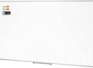 Amazon Basics - Lavagna bianca, cancellabile a secco, con supporto porta-pennarelli e bordi in alluminio, 90 cm x 60 cm